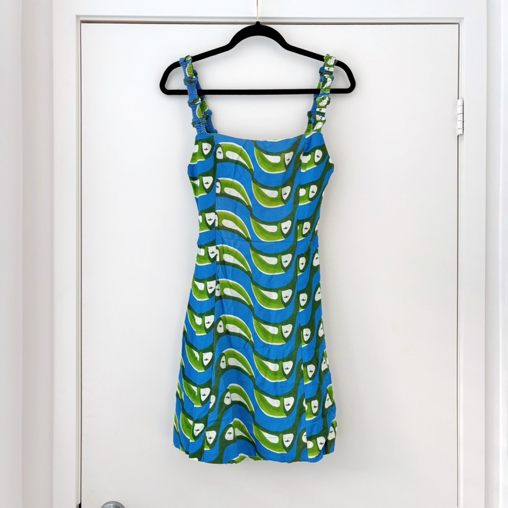 NWOT Farm Rio Tucabacana Printed Short Dress in Blue S